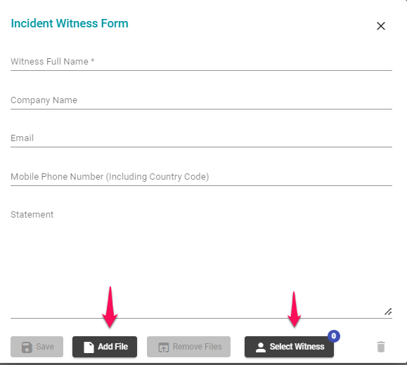 Add file and witness witness form