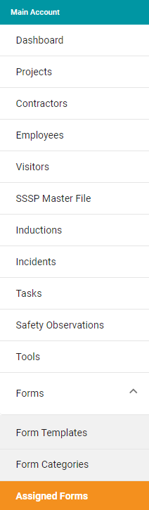 Assigned forms side menu