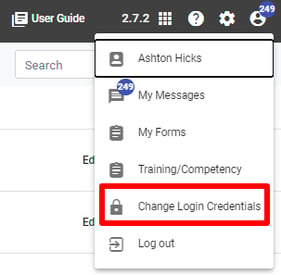 Change login credentials