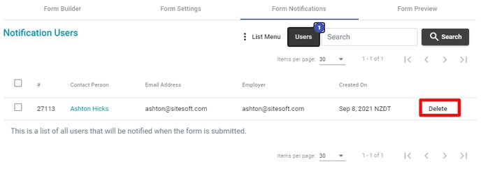 Delete notifications