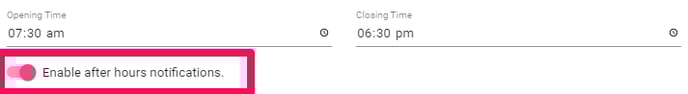 Enable after hours notification