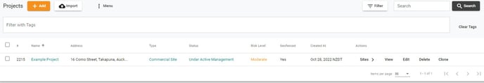 Example project in list