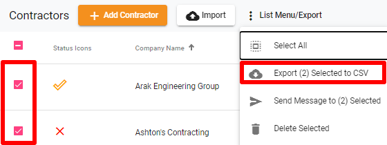 Exporting two contractors