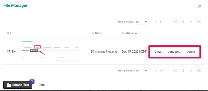 File manager options