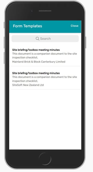 Form Templates menu