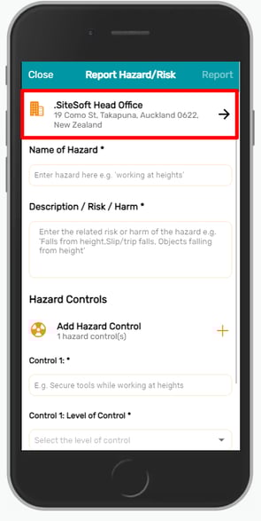 Head office selected hazards