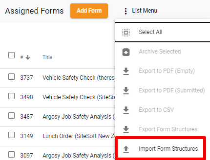 Import Form Structures