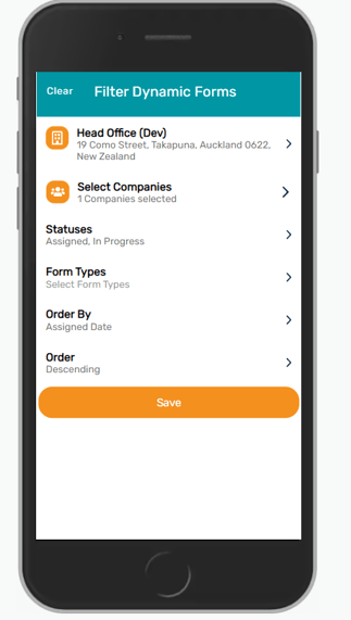 Filter dynamic form menu