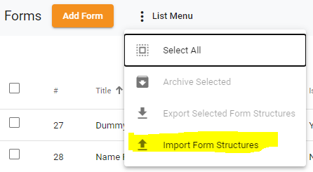 Import Form Structures