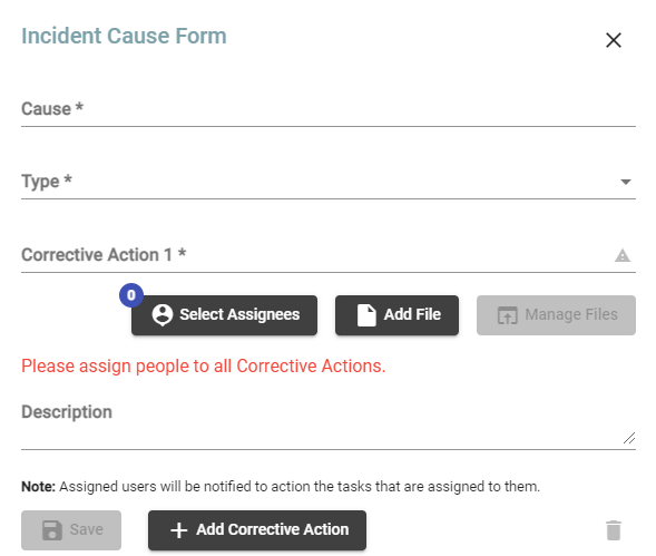 Incident Causes Form