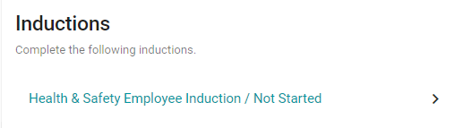 Inductions dashbaord list