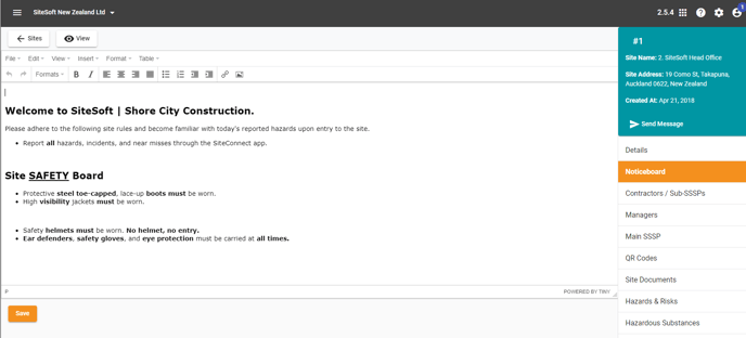 Noticeboard editor