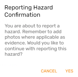 Report Hazard confirmation