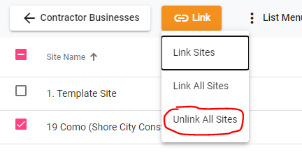 Unlink all sites