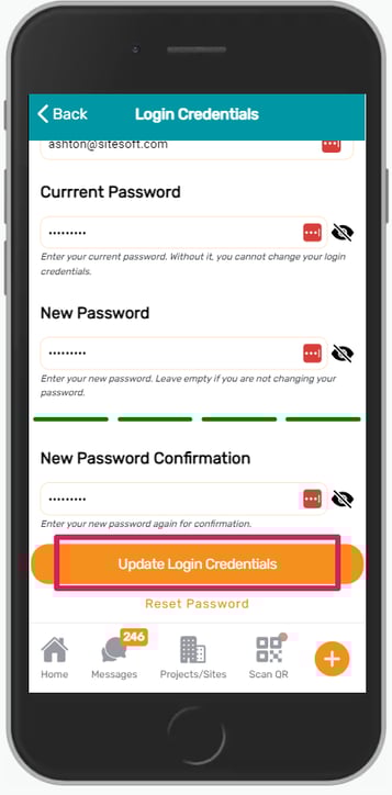 Login update button