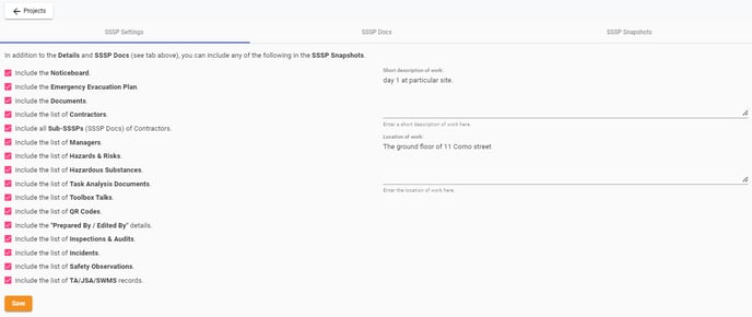 Main SSSP COnfig screen