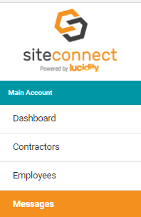 Messages contractor side menu
