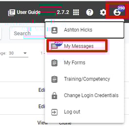 Mymessages menu