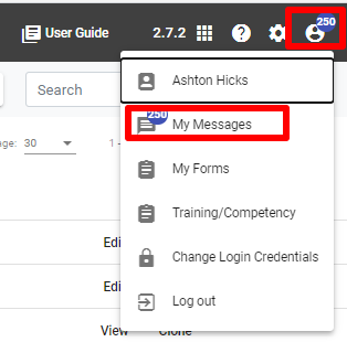 Mymessages menu