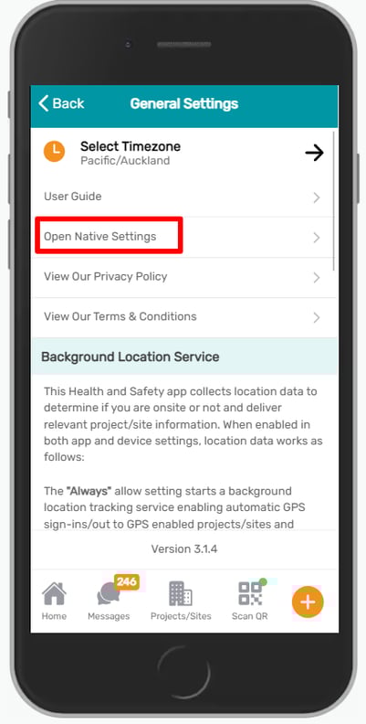 Open native settngs