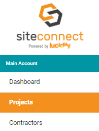Projects side menu