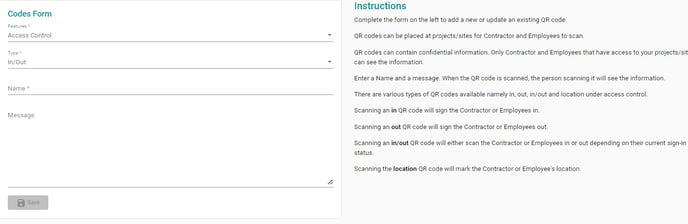 QR codes form