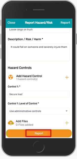 Report hazard button