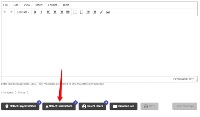 Select COntractors message