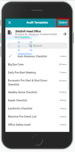 Select audit templates