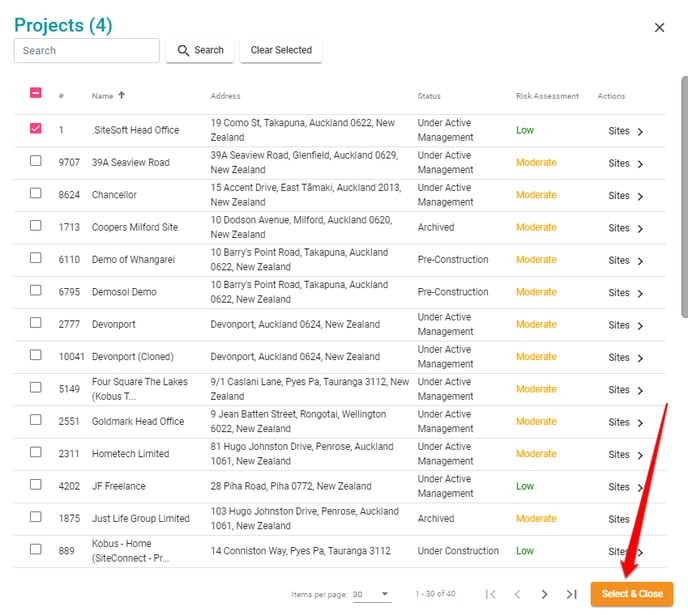 Selecting projects Managers