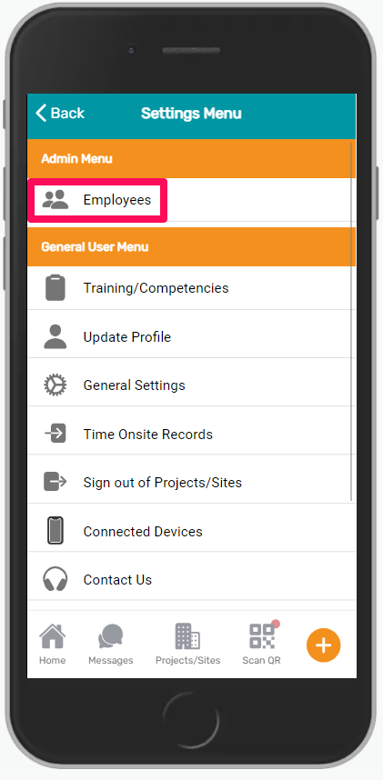 Settings Admin Menu