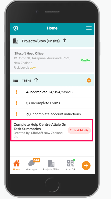 Task in app