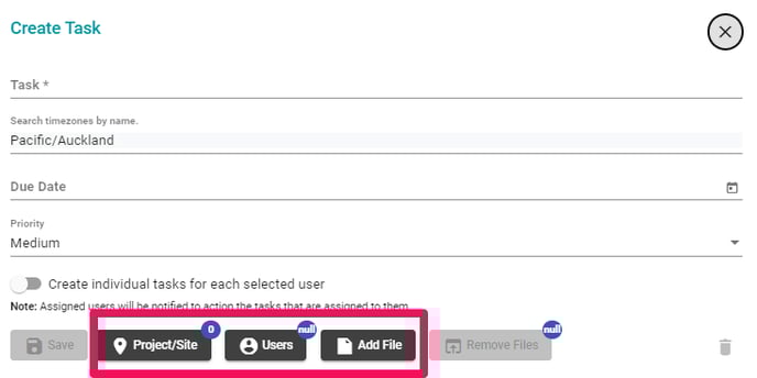 Tasks highlighted