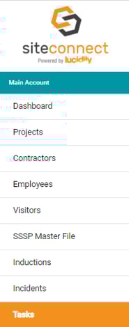 Tasks side menu
