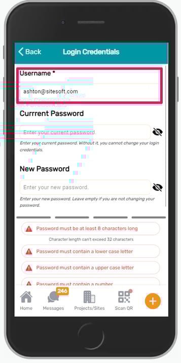 Username login credentials