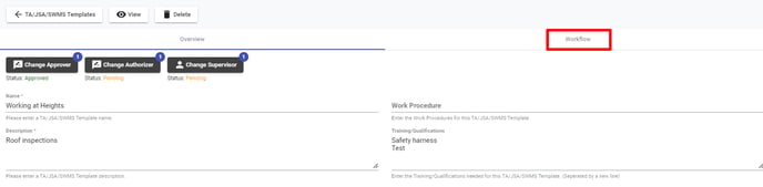 Worflow tab