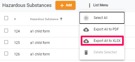 XLSX export