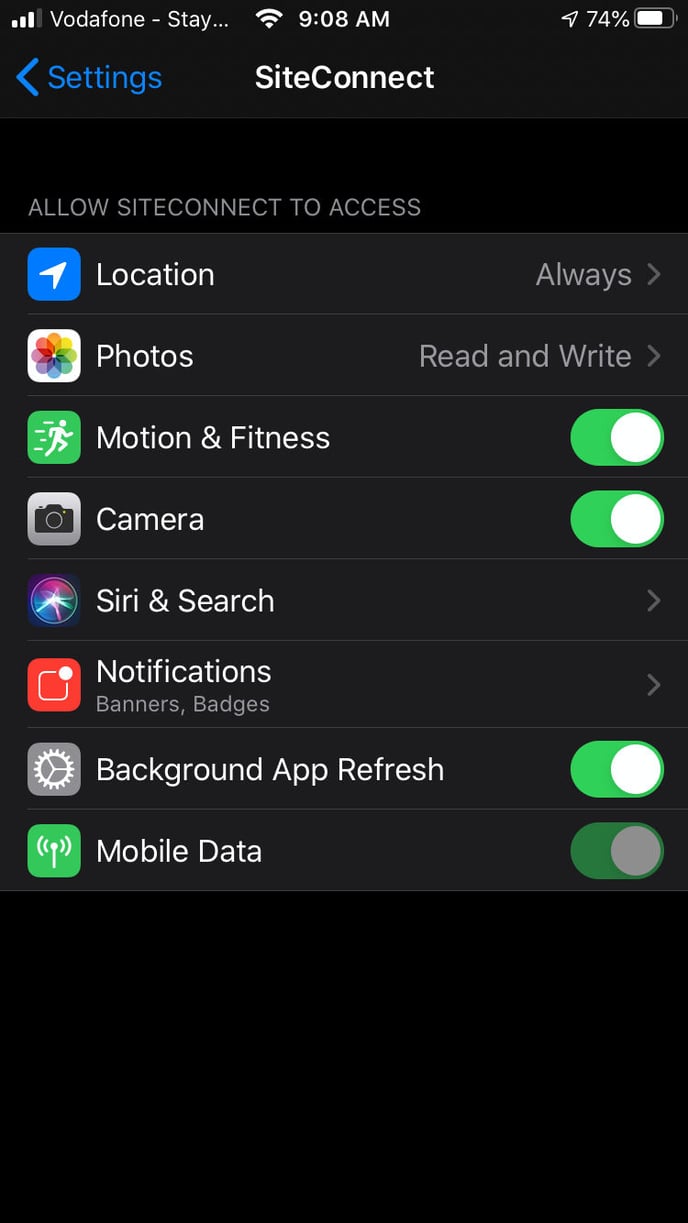 iOS SC Settings